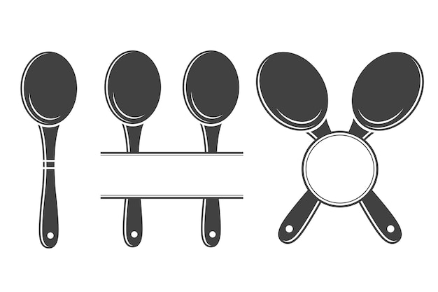 Wooden spoon monogram vector wooden spoon silhouette wooden spoon vector restaurant equipment