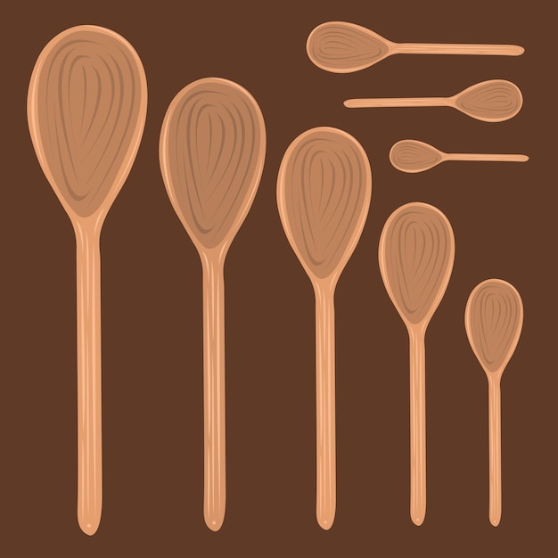 Wooden spoon set vector illustration