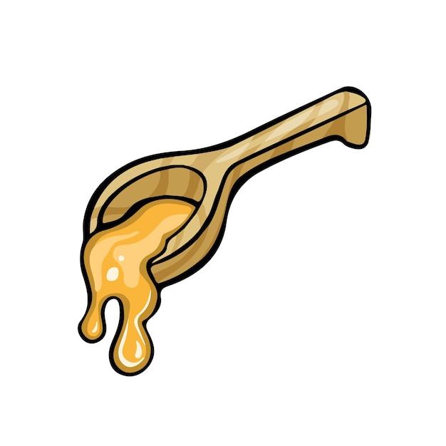 Wooden spoon with honey vector