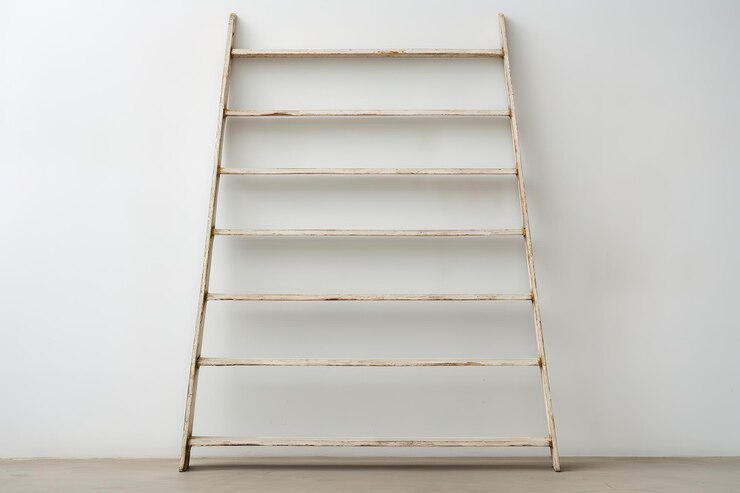 Vector wooden stand shelves on white background interior design inspiration furniture modern inspiration