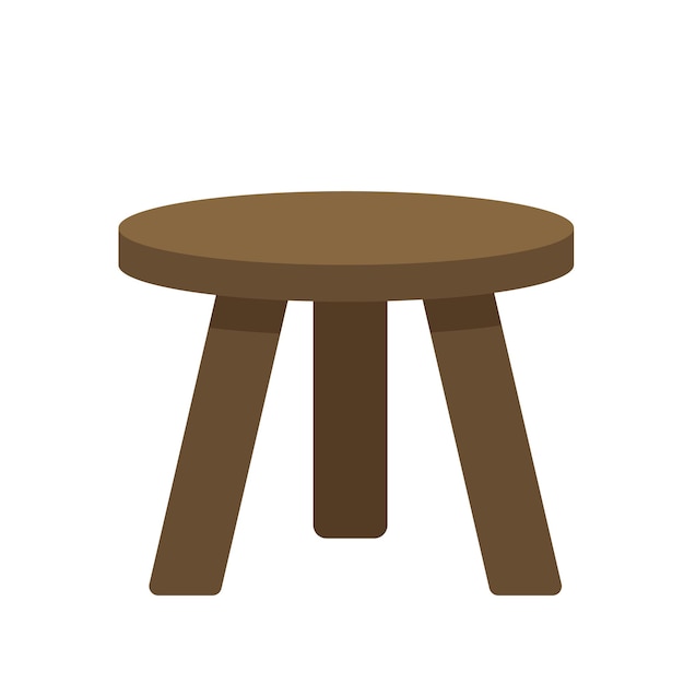 Wooden stand.Small stool. Flat, cartoon, vector