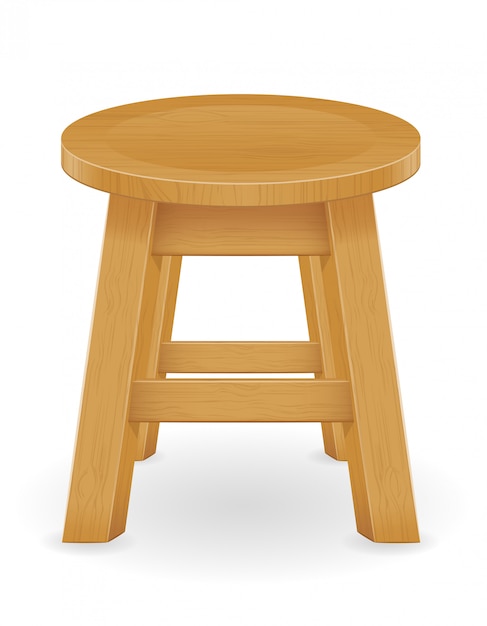 Wooden stool furniture vector illustration