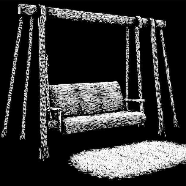 Vector wooden swing bench with pillows and blanket