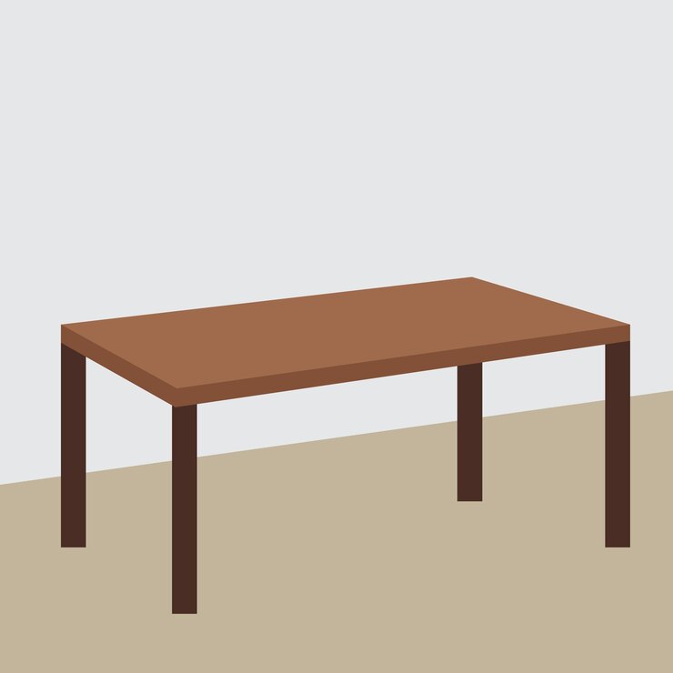 वेक्टर wooden table flat illustration, table vector, flat table, furniture, interior, house, home elements