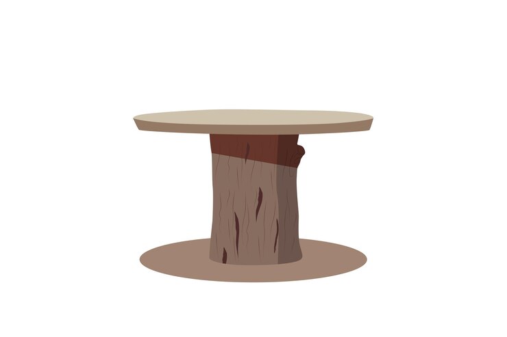 Vector wooden table made from tree trunk