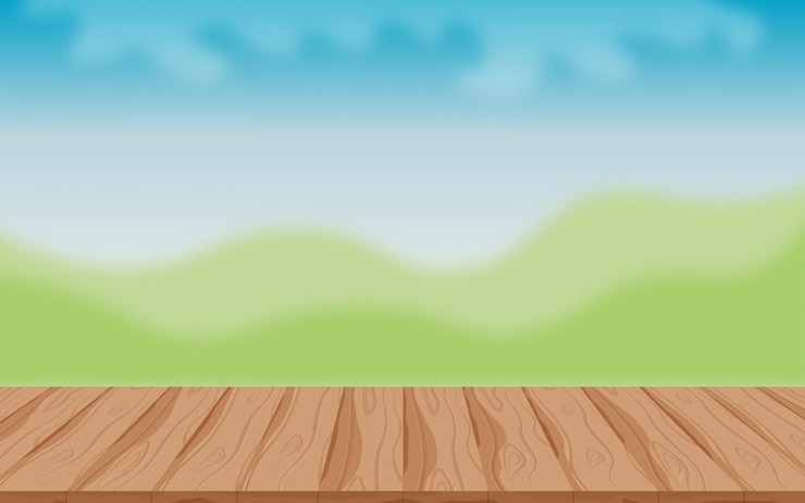Vector wooden table in outdoor background