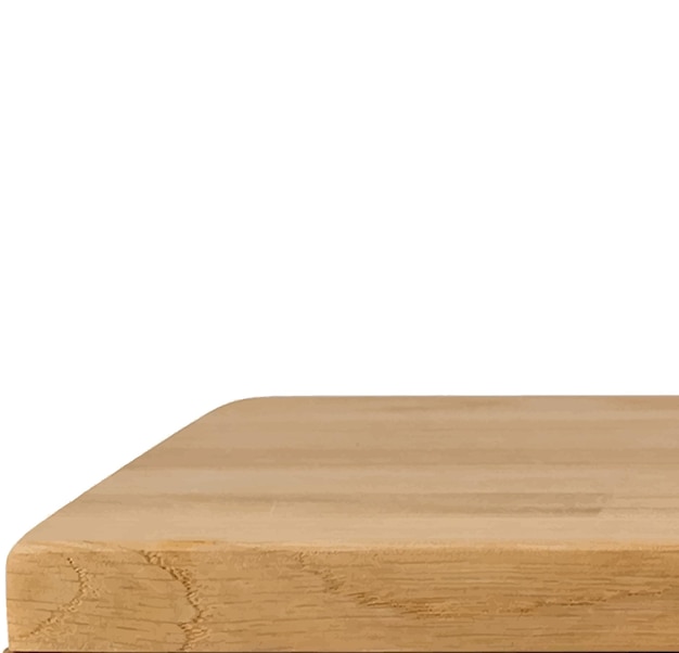 Vector wooden table top over white background