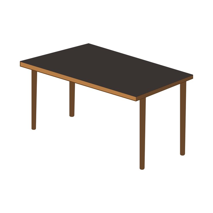 Premium Vector | A wooden table with a black top and a brown top.