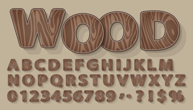 Wooden Textured Font.