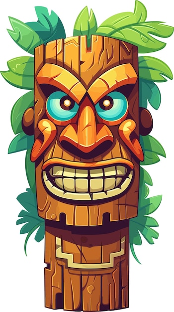 Vettore un'illustrazione vettoriale di legno tiki totem