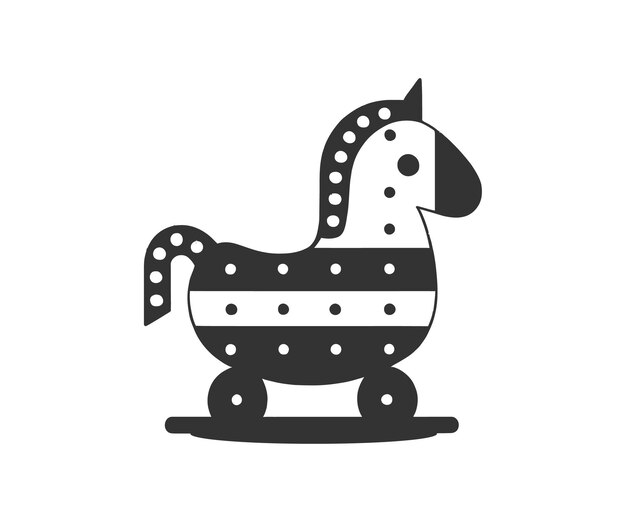 Wooden toy rocking horse monochrome black icon Vector illustration desing