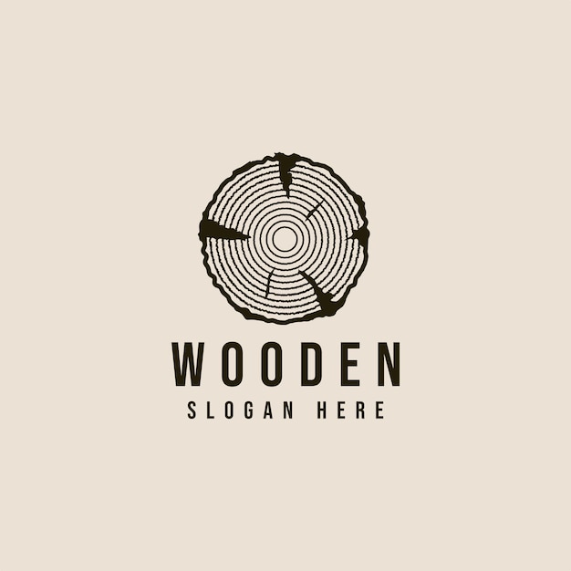 Icona logo vintage in legno e disegno di illustrazione vettoriale simbolo