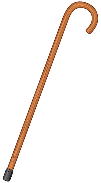 Vector wooden walking stick cane