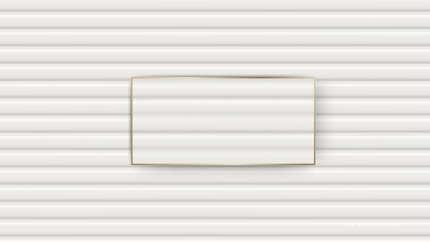 Vector wooden walls white texture with golden border.