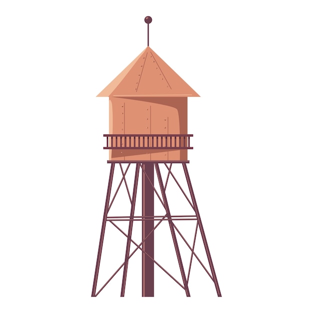 Wooden water tower vector cartoon illustration isolated on a white background