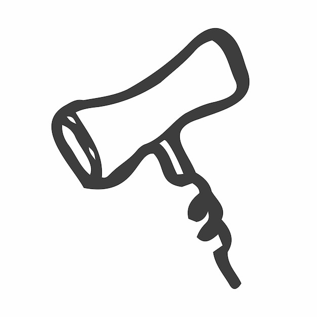 Wooden wine corkscrew linear vector icon in doodle sketch style