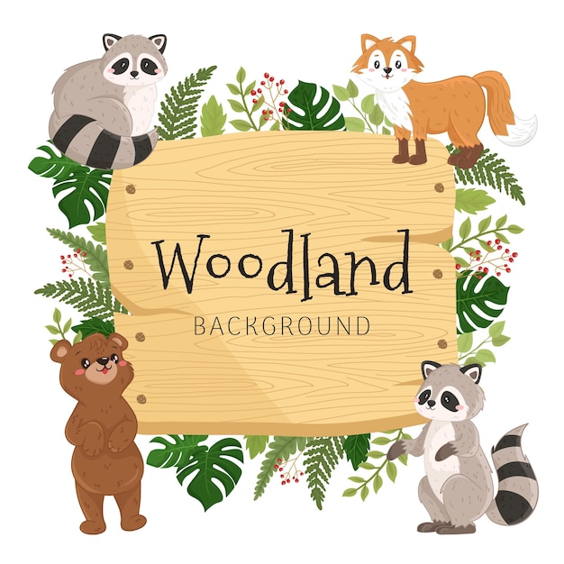 woodland forest animals background for banner template baby shower invitation