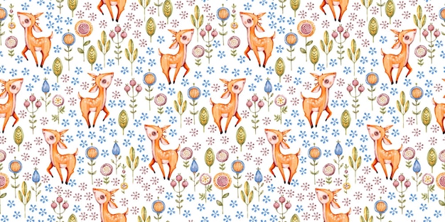 Woodland nursery watercolor seamless pattern