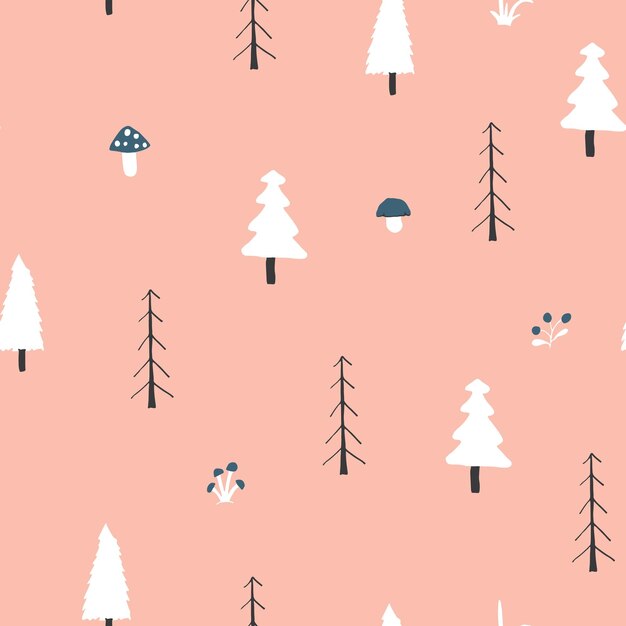Vector woodland seamless pattern forest background vector illustration