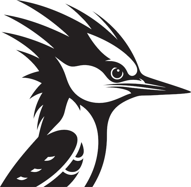 Woodpecker bird logo design zwart-witte mascotte