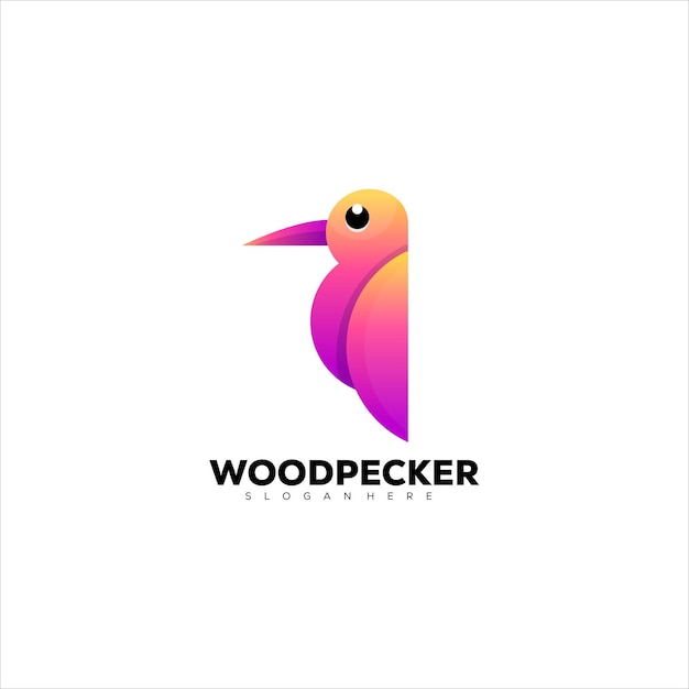 woodpecker logo design gradient colorful