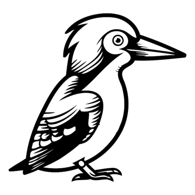 Illustrazione vettoriale del picchio isolato su sfondo bianco uccello picchio in stile cartone animato