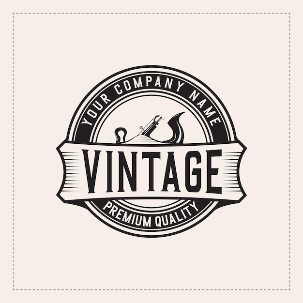Vector woodwork carpenter retro vintage style logo design