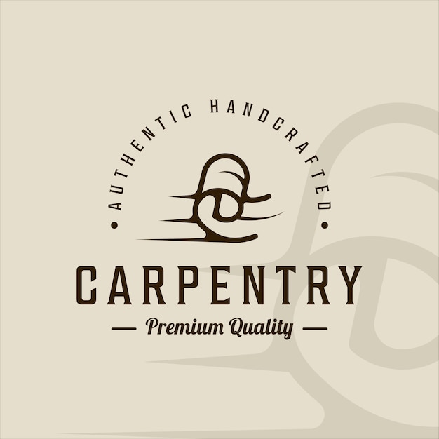 Woodwork carpentry logo line art vintage minimalist vector illustration template icon graphic design