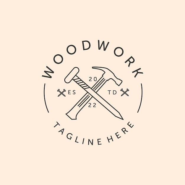 Woodwork icon line art logo vector symbol illustration design