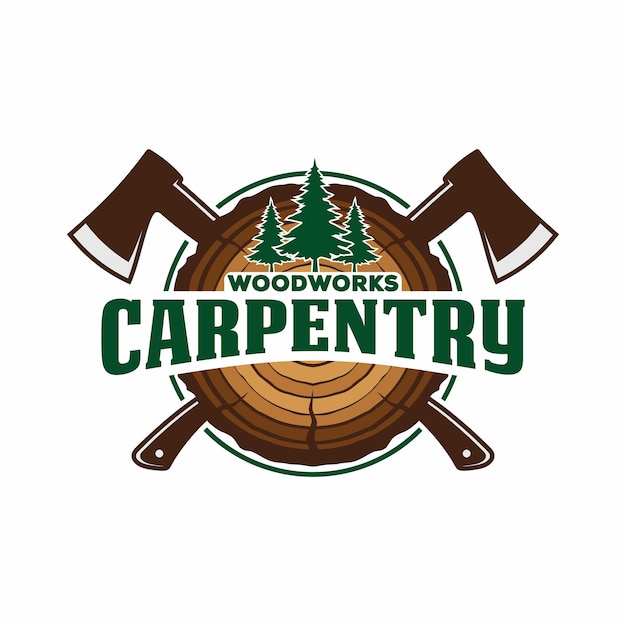 Vector woodwork logo design template. a carpentry badge for a lumber company