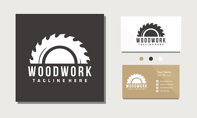 Woodwork sawmill carpentry emblem logo design vector illustration