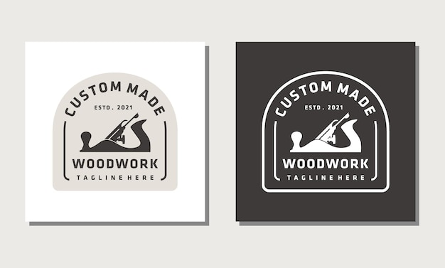 Vector woodwork sawmill carpentry emblem vintage logo design vector illustration