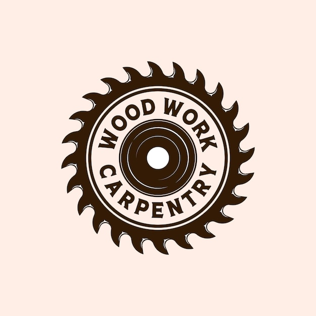 木工ベクトル イラスト ロゴ デザイン、木と鋸のロゴ コンセプト インスピレーション