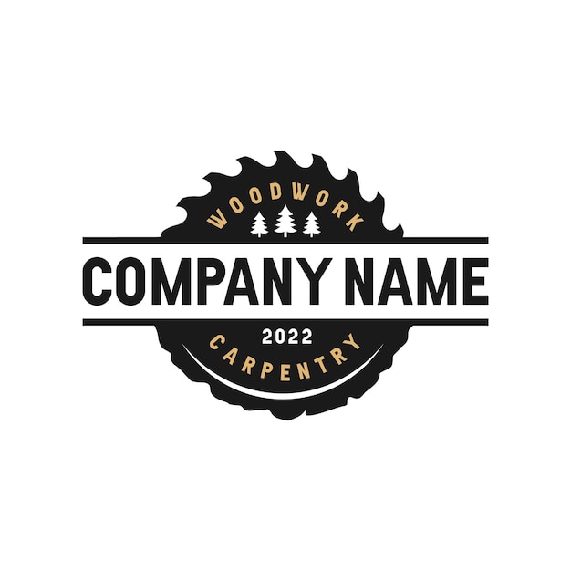 Woodworking Logo Template with Badge Style