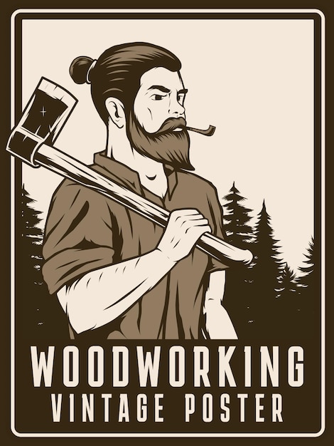 woodworking vintage poster template for print