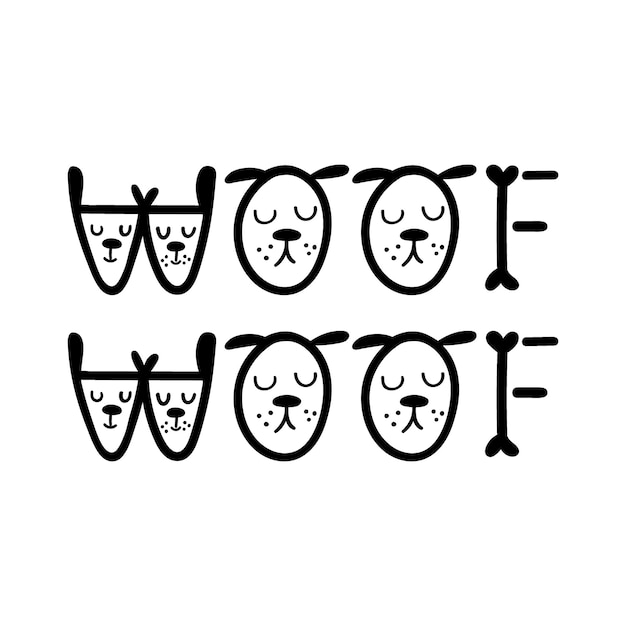 Woofwoof funny dog lettering vector illustration