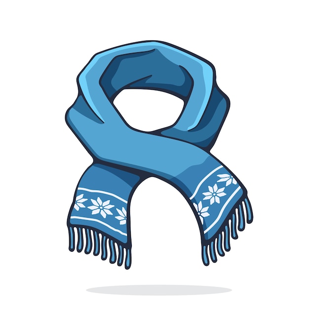 Wool winter scarf with snowflake pattern Accessory for cold weather Hand drawn vector illustration