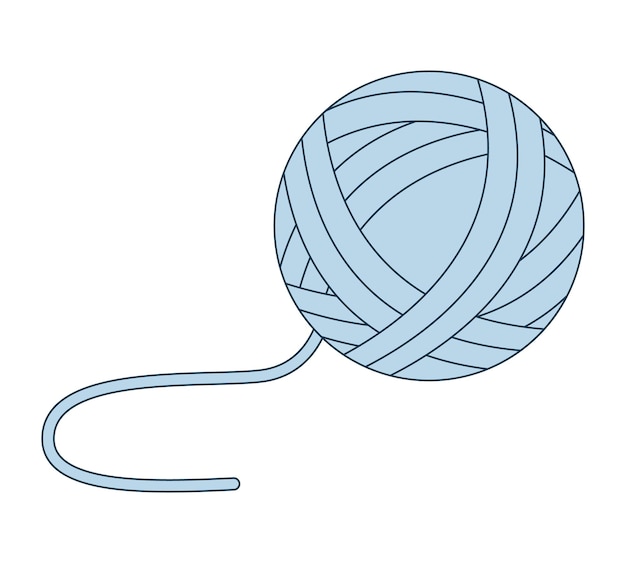 Woolen ball with thread flat line color isolated vector object