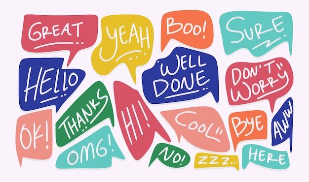 Word bubbles hand drawn vector