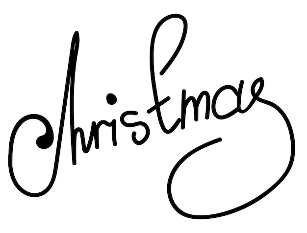 Word christmas in doodle style black and white lettering isolated on white