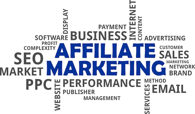 Vettore word cloud marketing di affiliazione