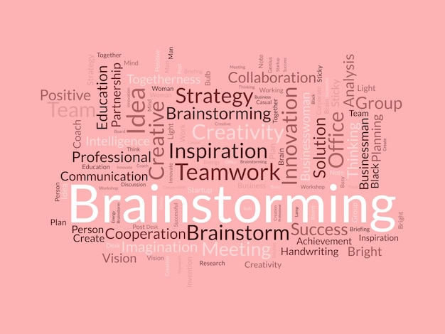 Vettore concetto di sfondo della nuvola di parole per il brainstorming innovazione creativa idea di brainstorming strategia di illustrazione vettoriale di successo aziendale