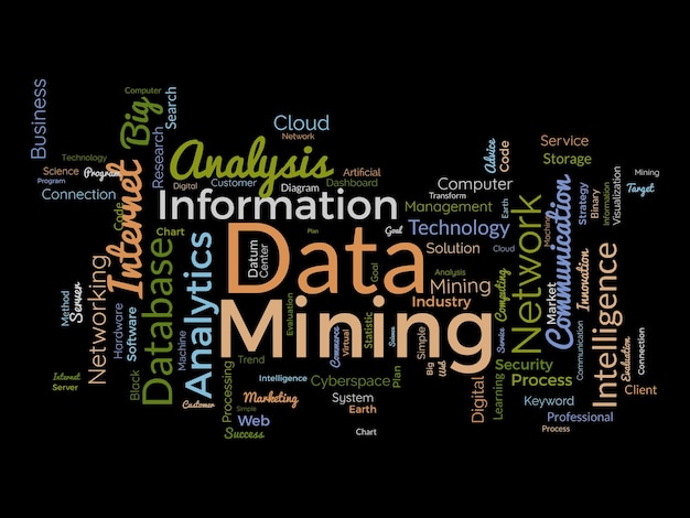 Vettore concetto di sfondo della nuvola di parole per l'estrazione di dati estrazione di database della tecnologia internet per l'illustrazione vettoriale della gestione del software web