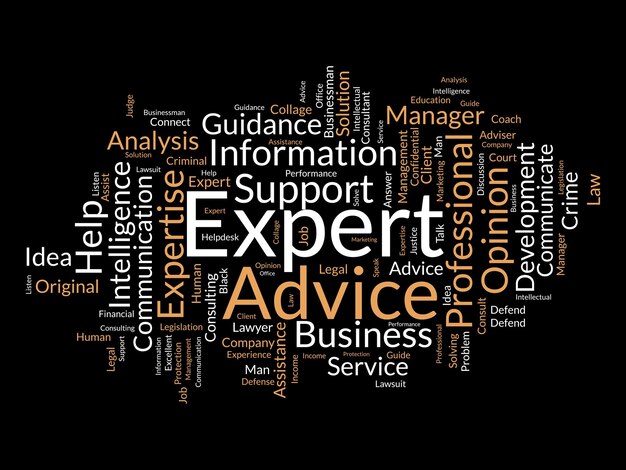 Word cloud background concept for Expert advice Service support help with expert opinion guidance vector illustration