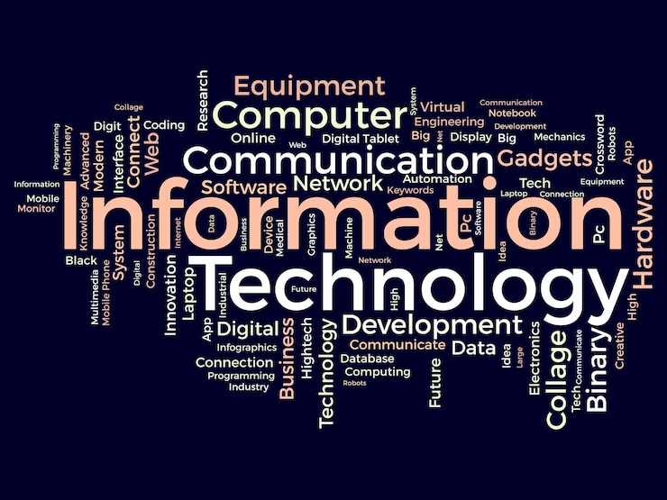 Vector word cloud background concept for information technology computer network system use for internet communication skill develop vector illustration