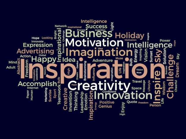 Word cloud background concept for Inspiration Creative innovation intelligence imagination idea of business vision vector illustration