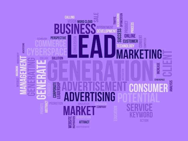 word cloud background concept for lead generation financial marketing strategy control for generating customer potential vector illustration