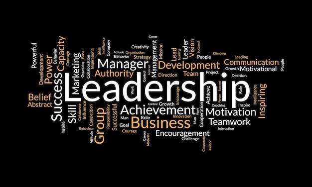 Word cloud background concept for Leadership Achieve your vision with success attitude development vector illustration