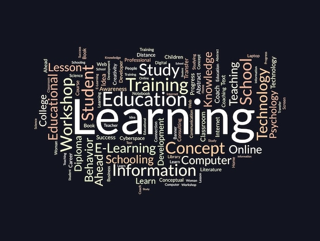 Word cloud background concept for Learning Education knowledge study lesson for information training concept vector illustration