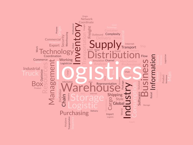 Word cloud background concept for logistics Transportation business shipping distribution chain of export cargo industry vector illustration